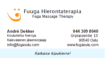Fuuga Hierontaterapian
          käyntikortti